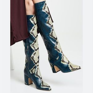 Sam Edelman blue snake skin Hai knee high boots